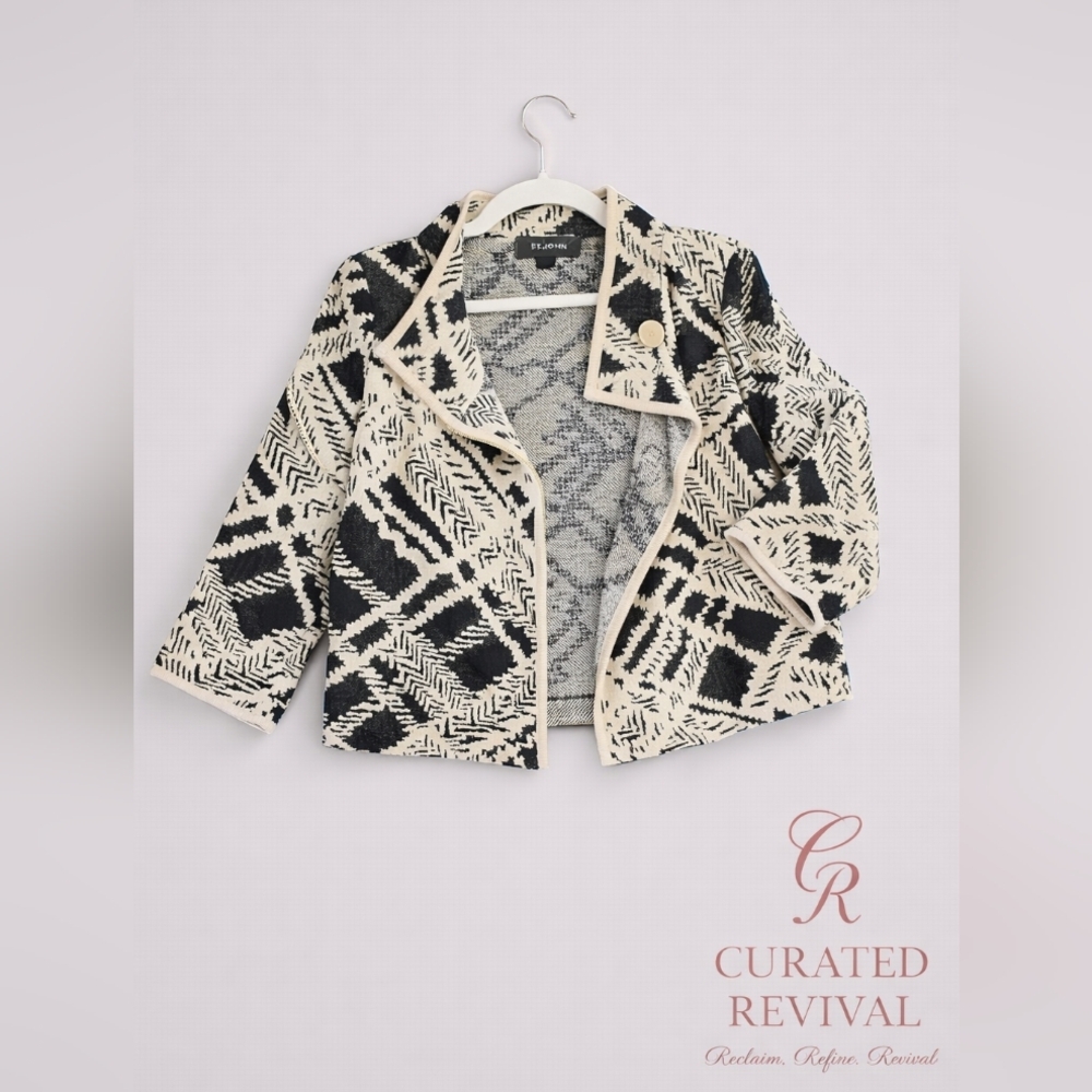 St. John Knit Jacket | Black & Ivory | Timeless Luxury